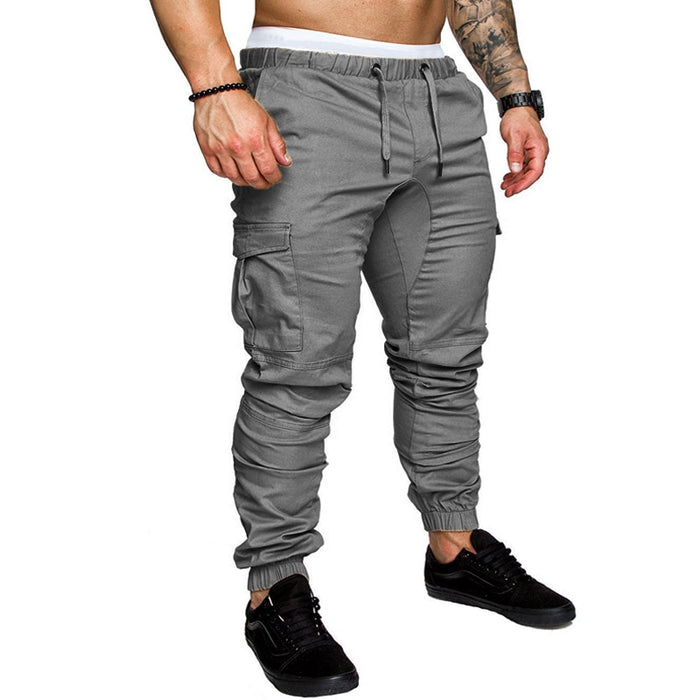 New Fashion Men&#39;s Multi-Pocket Overalls Sports Trousers Mens Casual Fitness Drawstring Pants Men&#39;s Jogger Track Pants