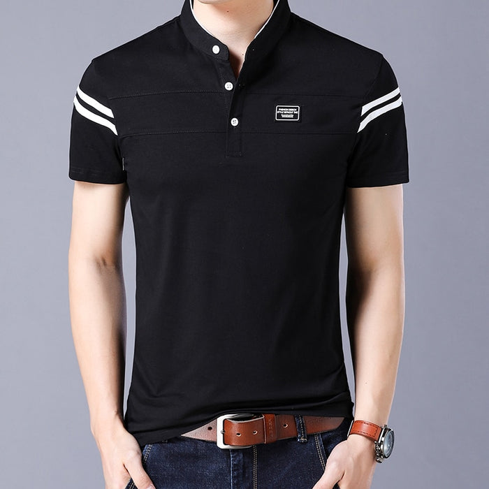 Liseaven Men's T Shirt 2018 Short Sleeve Mandarin Collar T-Shirt Tops & Tees Male Tshirts Men Clothing