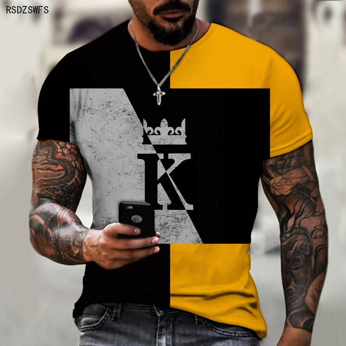 Men&#39;s Shirt Crown King KING 3D Printing Print Round Neck T-shirt High-quality Clothing Street Fashion Men Oversize 5XL