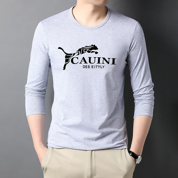 Top Grade 95% Cotton Designer New Brand Luxury Mens t Shirts Fashion 2023 Trending Urban Long Sleeve Tops Casual Men Clothes